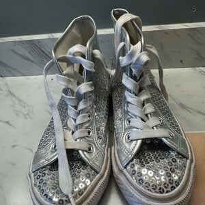 Weissman Silver Sequin High-Top Sneakers